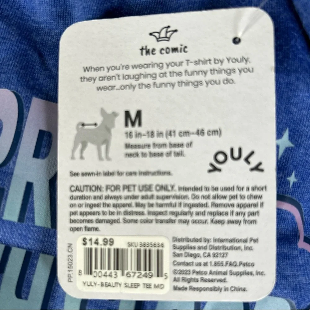 NWT YOULY Beauty Sleep dog tee t-shirt M
